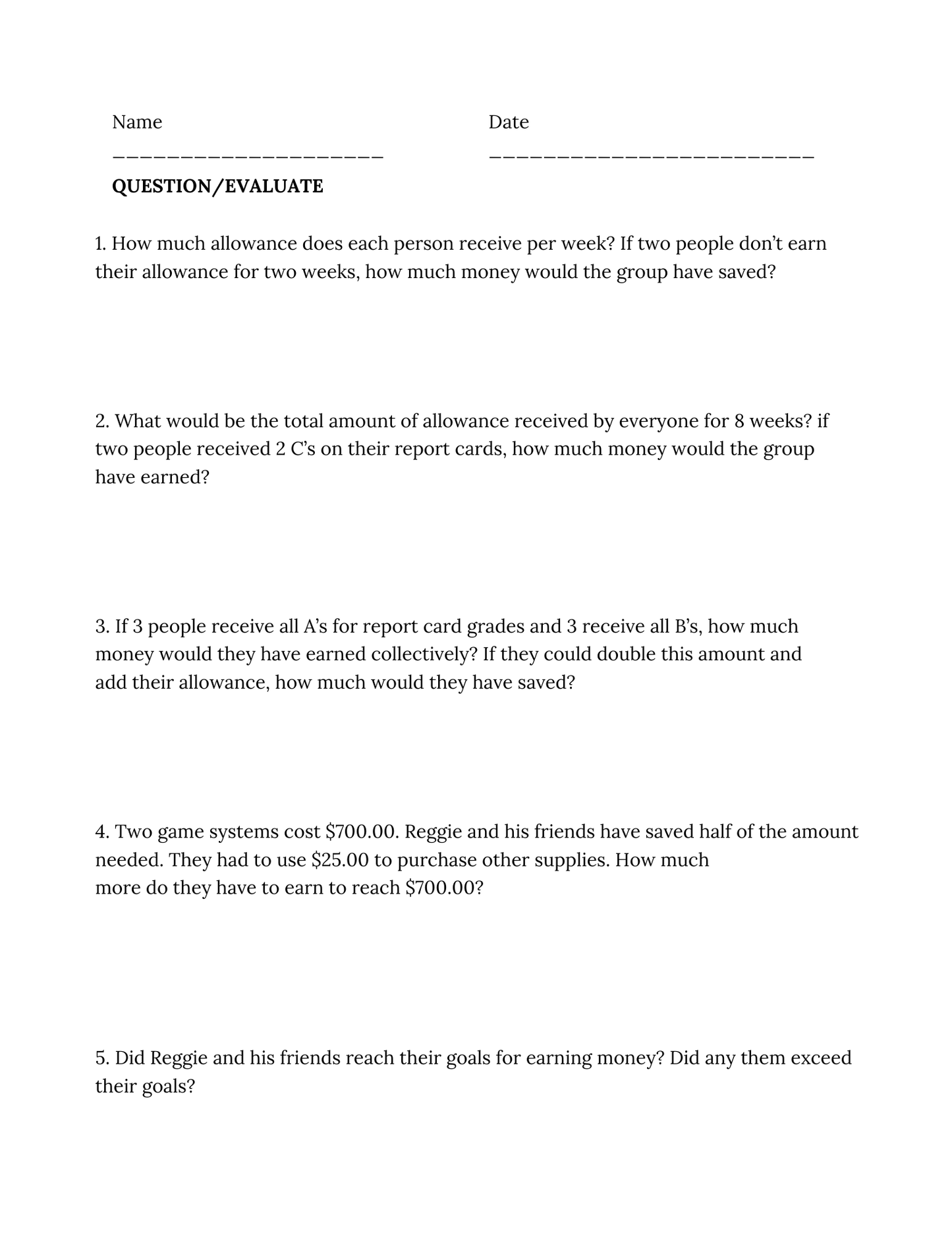 A Math And Money Adventure Workbook